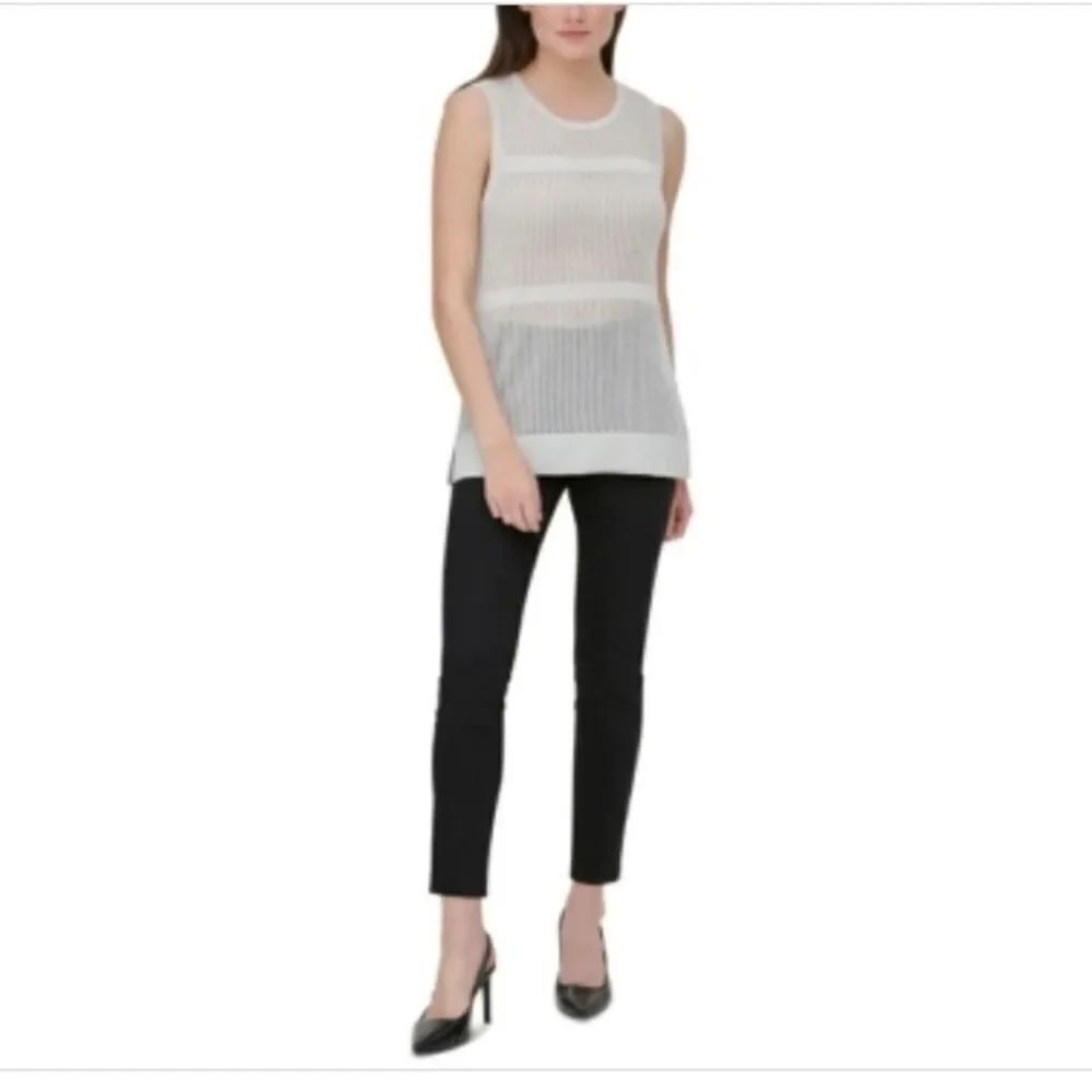 Calvin klein womens Sz L gray silver knit top blouse